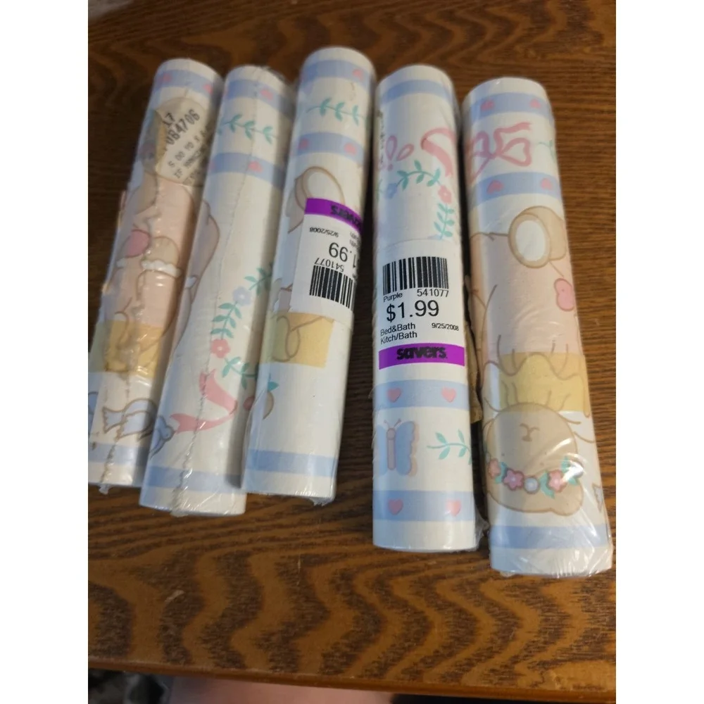 Nos 5 Rolls (5yd By 6.83inch) Prepasted baby girl bear wallpaper border Vintage